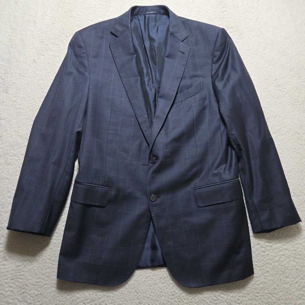 Ermenegildo Zegna Blazer Men 54R Plaid 100% Wool Made In Italy Windowpane